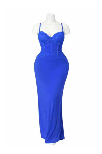 Lamis Nawar Women’s Elegant Blue Lace Corset Lingerie with Spaghetti Straps –...