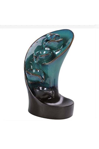 Generic Teal Ceramic Waterfall Backflow Incense Burner, Tall Aromatherapy Con...