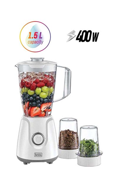 Black and Decker خلاط بلاك آند ديكر مزود بمطحنة ومفرمة، سعة 1.5 لتر، سرعتان م...