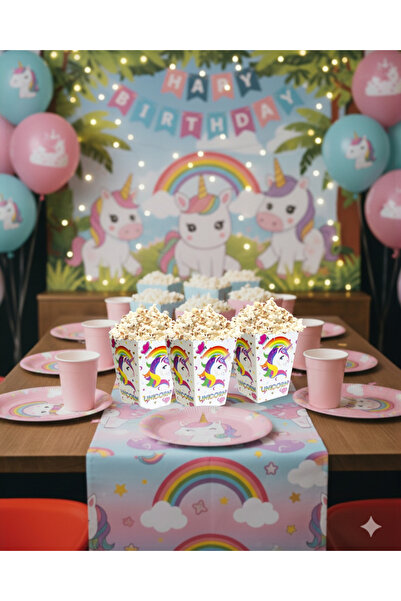 Evabrite صندوق عيد ميلاد بتصميم يونيكورن (وحيد القرن) - عرض وجبات للحفلات