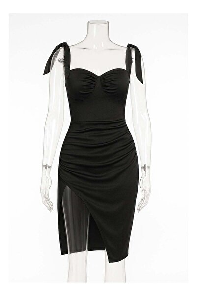 Generic PETITE Split Hem Velvet Cami Bodycon Dress