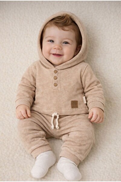 KOKOŞ BEBEK Suede Print Baby Boy Tracksuit Set - 3/18 Months - 31617