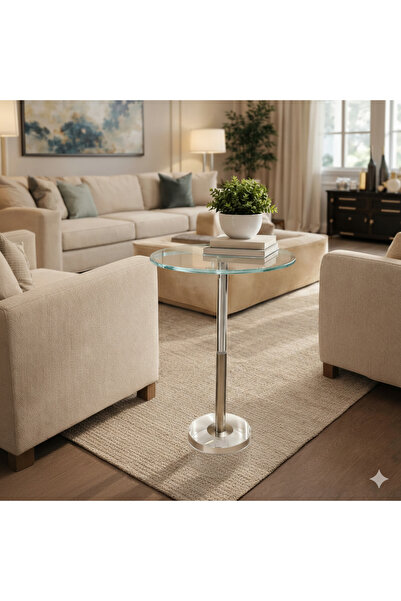 Generic Luxury Transparent Acrylic Service Table with Glass Top