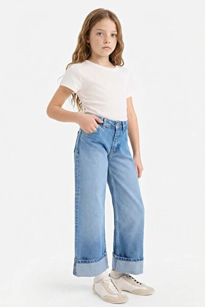 DeFacto Girls' Straight Wide Leg Jeans G6969A826Sp