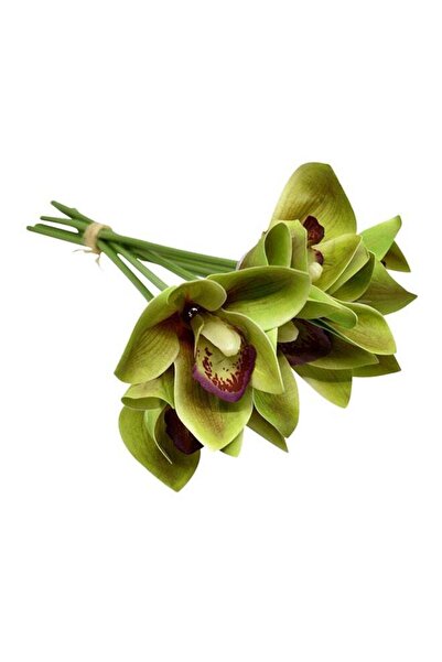 Yatai باقة زهور أوركيد سيمبيديوم اصطناعية خضراء/بنفسجية