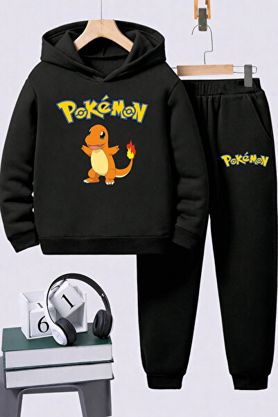 SVART WEAR Pokemon Printed Children's Premium Sweatshirt Set 2-Piece Set Hood...