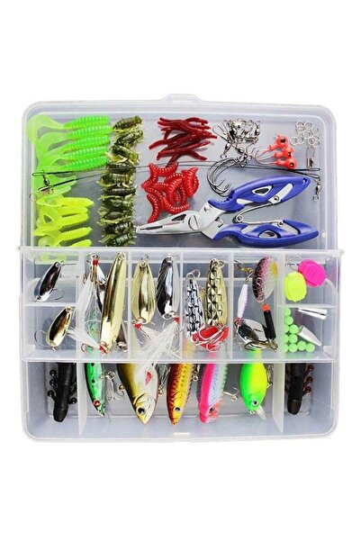 DOMEET مجموعة طُعم صيد الأسماك الصلبة واللينة من QiaoKai، 101 قطعة، مع صندوق ...
