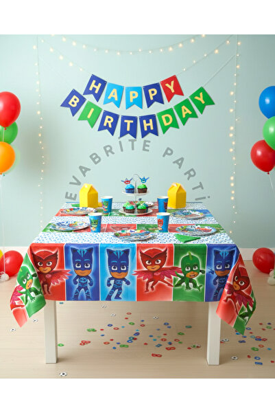 Evabrite Pj Mask Pijamaskeliler Themed Birthday Plastic Tablecloth – 120X180 cm