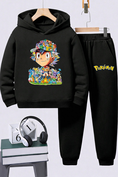 SVART WEAR Pokemon Printed Children's Premium Sweatshirt Set 2-Piece Set Hood...