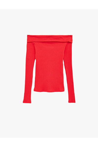 Koton Cotton Long Sleeve Madonna Collar T-Shirt