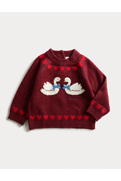 Marks & Spencer Örme Kuğu Desenli Bebek Kazak (0-3 Yaş)