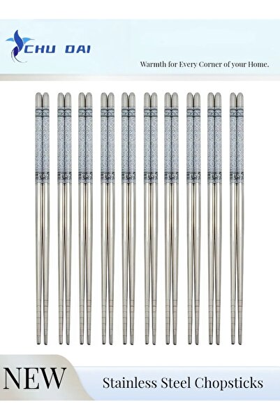 CHU DAI 20Pcs/10Pcs Metal Chopsticks Reusable 304 Stainless Steel Chopsticks ...