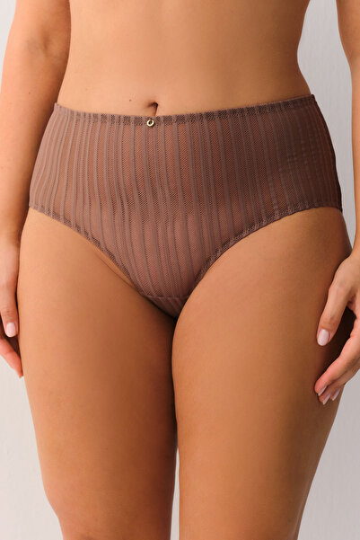 SUWEN Stripe Basic Yüksek Bel Slip Külot