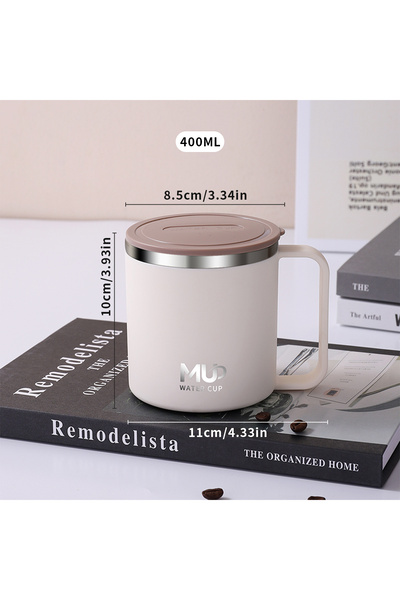 WORTHBUY B Style Beige Double Wall Insulated Coffee Cup Portable 304 Stainles...