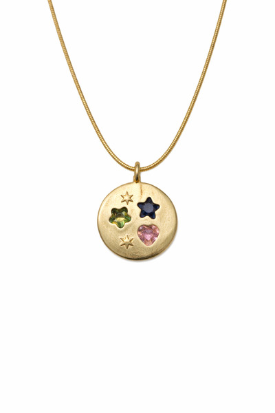 Tasarım قلادة ميدالية مطلية بالذهب للنساء - بتصميم نجمة وقلب - مع تفاصيل من ا...