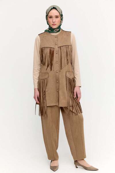 Setrms Nervürlü Şalvar Kesim Süet Pantolon