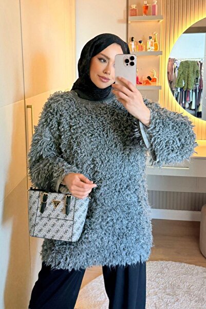 Hazamoda Furry Sweater Gray