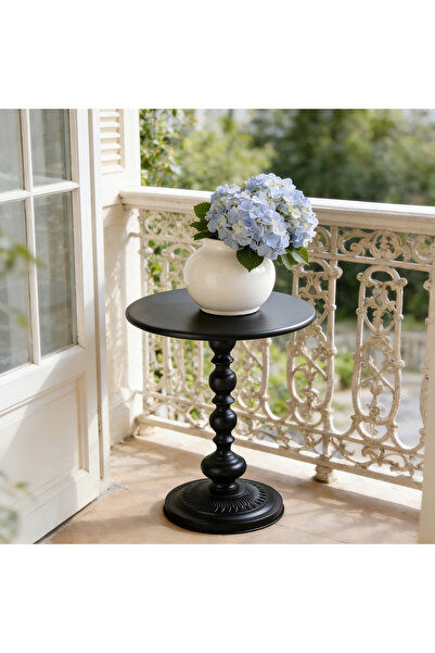 Yoawllty 13.8" Round Small Accent Table with Metal Base - Vintage Matte End T...