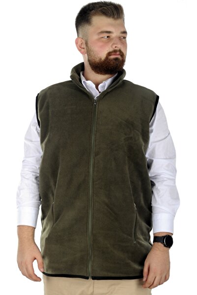 ModeXL Mode XL Men's Fleece Vest Mock Neck Zippered 22549 Khaki