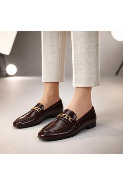 DORA Balerini plat cu cataramă Vierso pentru femei - maro Tesla