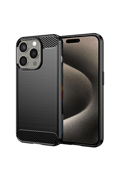 Techsuit Husa iPhone 15 Pro Max Carbon Silicone, negru