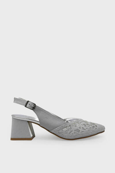 Beety Women's Thick Heeled Evening Dress Shoes Silver Akyn25.921