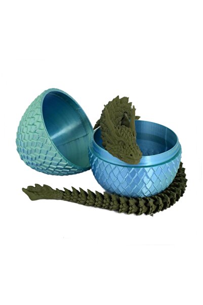 Sani Figurină, Dragon în Ou 90 x 115 mm, Albastru Deschis, Verde, Verde Închis