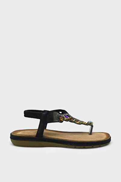 Guja Women's Flip Flops Bead Detailed Casual Sandals Black Blg23Y152-5