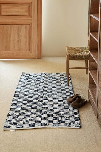 İrya Checker Denim Kilim Ekru/İndigo 80x150