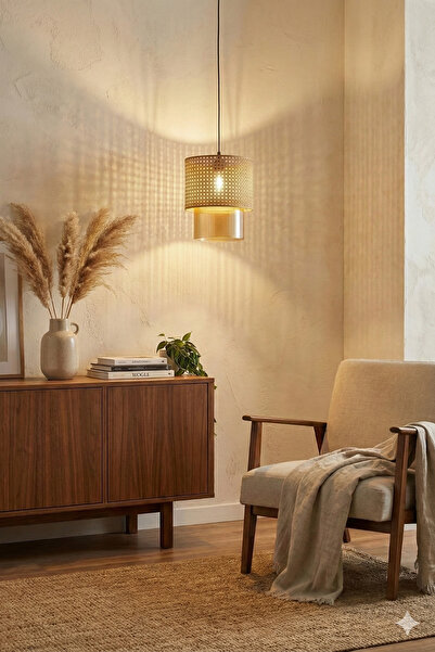 decory De-Dalya Tekli Sarkıt Avize, Kumaş Gövdeli Opak Canlı Dekoratif Tekli ...