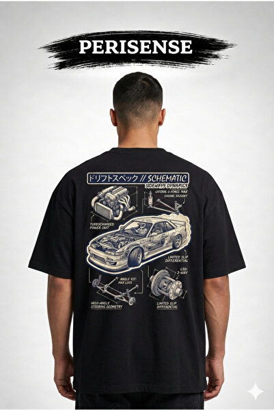 PERISENSE Tricou unisex oversize din bumbac pieptănat premium, cu imprimeu cu...