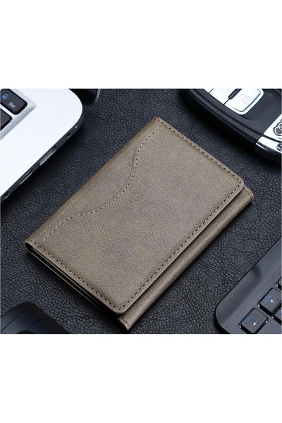 comse محفظة لحمل البطاقات من الجلد الصناعي مع 5 أقسام، قابلة للوقوف، ومزودة ب...