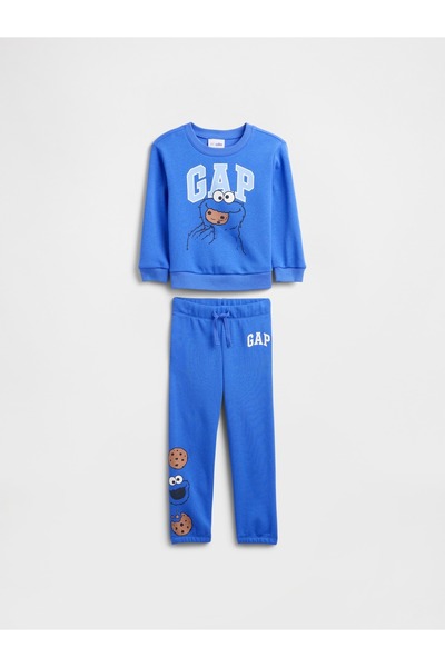 GAP Erkek Bebek Açık Mavi Sesame Street Two-Piece Outfit Set