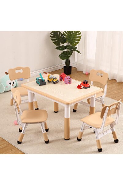 Garvee Toddler Table and 4 Chairs Set - Height Adjustable Table with Graffiti...