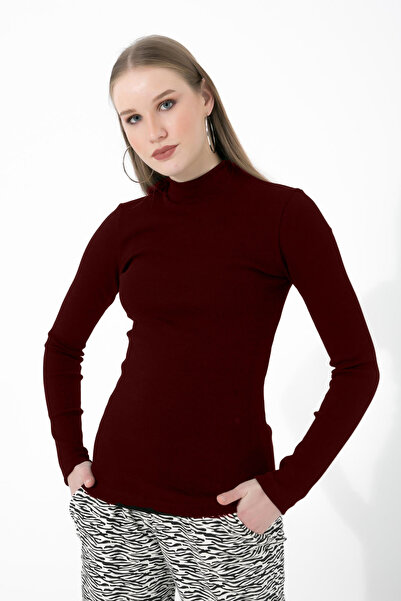 Lushen Uzun Kollu Yarım Boğazlı Balıkçı Yaka Likralı Penye Badi Body