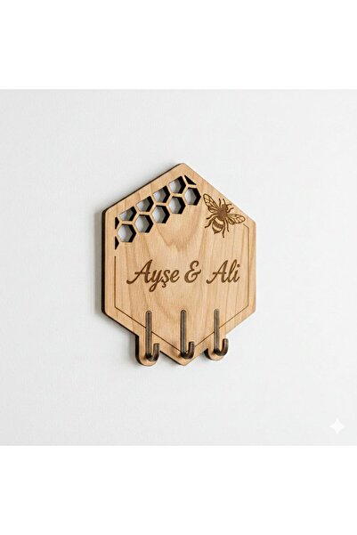 ArnaBella Kişiye Özel Ahşap Anahtarlık Duvar Askısı İsimli Dekoratif Ev Hediy...