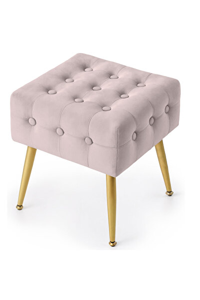 SERSIMO Quadra upholstered stool, velour, with metal legs, 40x40x42 cm, powde...