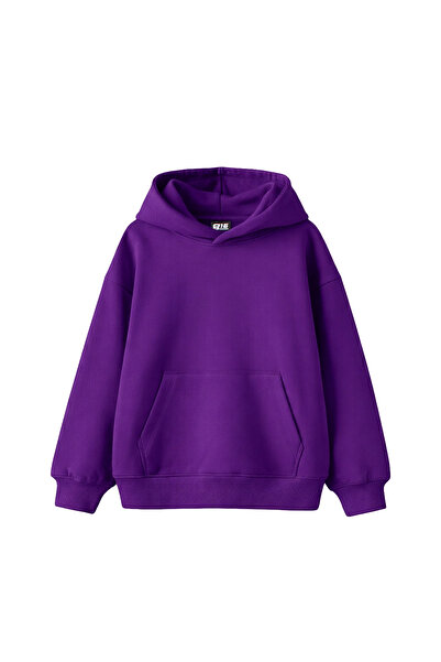 Bak Moda Basic Oversized Women's Dark Purple Hoodie