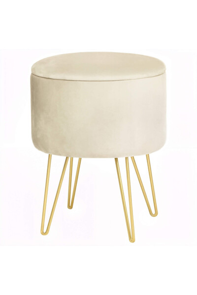 SERSIMO Lili round upholstered stool with storage space, velour, 35x35x45 cm,...
