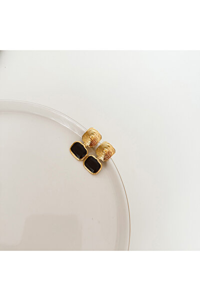 Boise Atelier Palazzo Black Steel Earring | Çelik Küpe