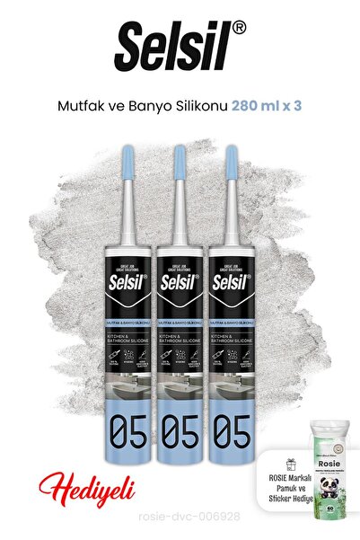 Selsil Mutfak ve Banyo Silikonu 3 x 280 ml ve Rosie