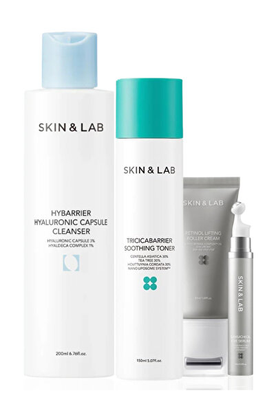 Skin&Lab Skincare Set – Cleanser, Toner, Retinol Cream & Bakuchiol Eye Serum Duo