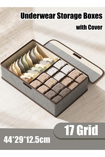 Generic 17 Grid Storage Box with Cover Underwear Storage Box Drawer Organizer...