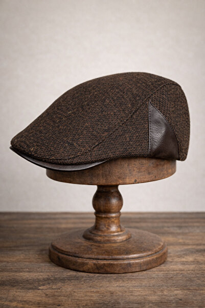 Külah Leather Trim Wool Blend Men's Flat Cap Hat |   Adjustable |   Classic W...
