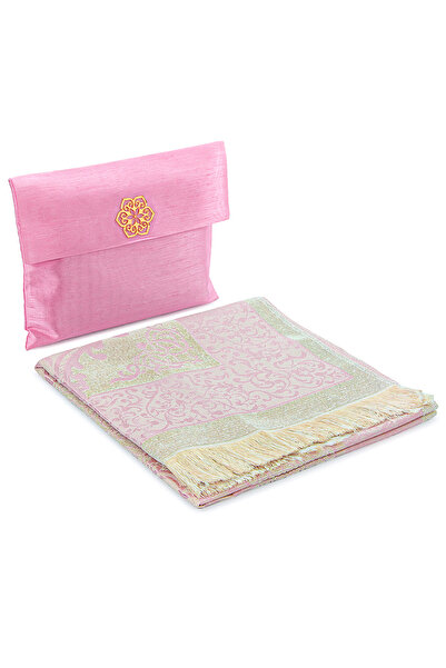 İhvan Taffeta Prayer Rug - Slub Pouch - Hajj Umrah Gift - Pink