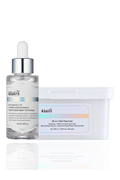 Klairs وسادات تونر فيتامين طازجة مع مجموعة قطرات فيتامين سي لتفتيح البشرة وإض...