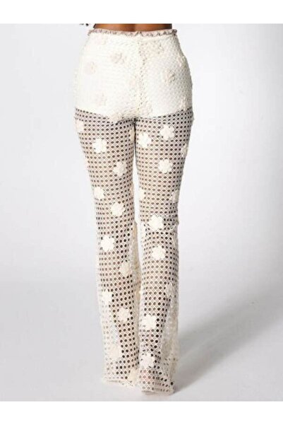 Yorstruly UZUN FLARE PAÇA İÇİ MİNİ ŞORT ASTARLI ÇİÇEKLİ FİLE PANTALON