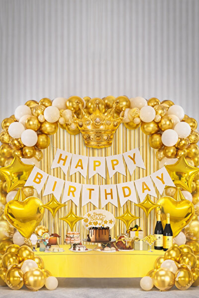 ENG PARTİ DÜNYASI 60 Piece Birthday Balloon Concept - Happy Birthday Set Eng-...