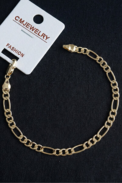 Modacaprea CM 14K Figaro Kadın Bileklik – 19 cm | Altın Renk Kararmaz CM Takı