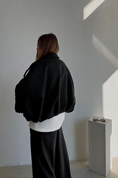 ELVAN TOLON Jachetă din piele intoarsa neagra